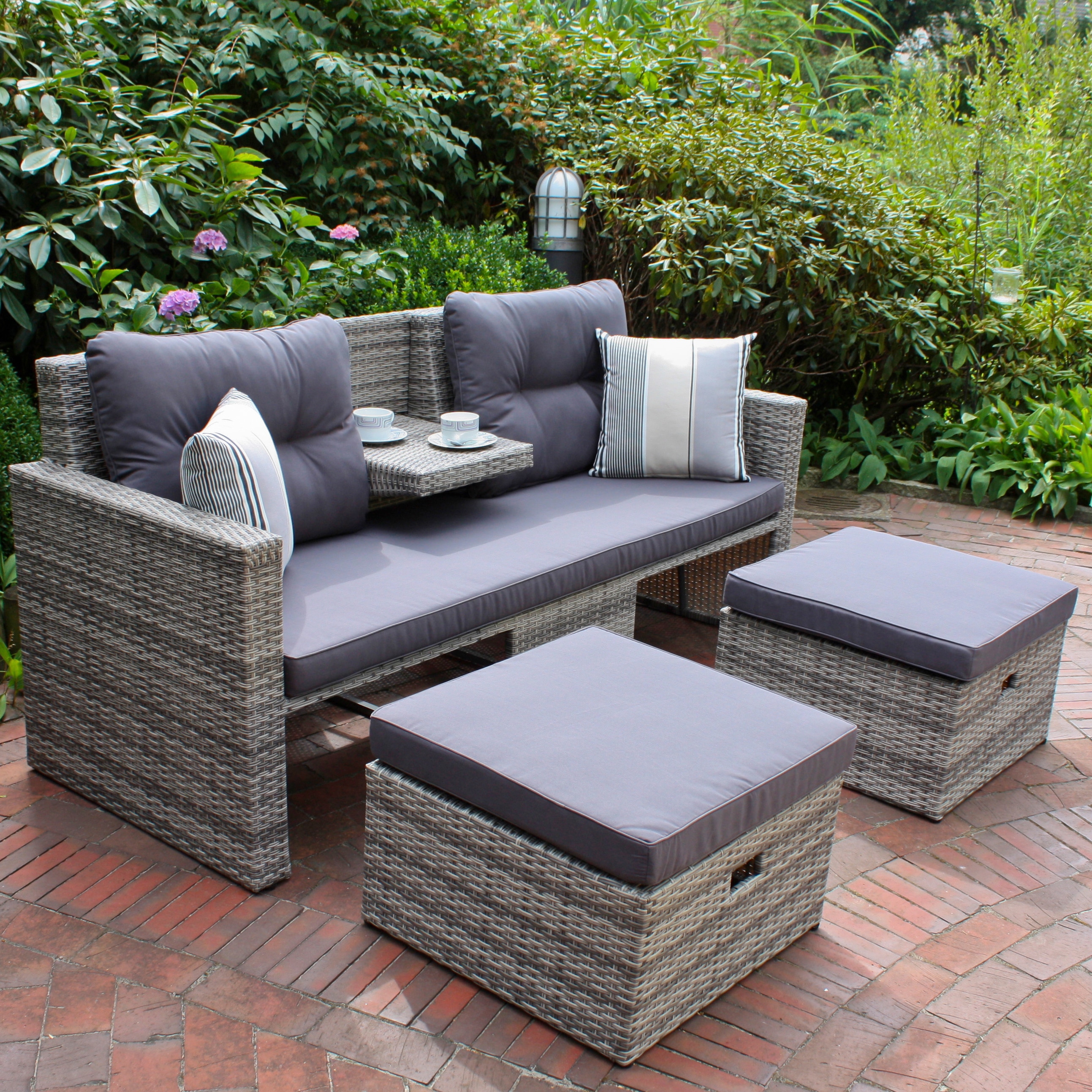 Loungesofa GARDEN PLEASURE "Valletta", beige (beige, grau), B:180cm H:86cm T:75cm, Sofas Image