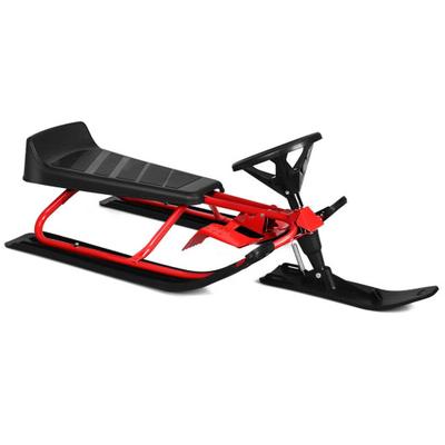 Costway Kids Snow Sled with Steering Wheel and Dou...