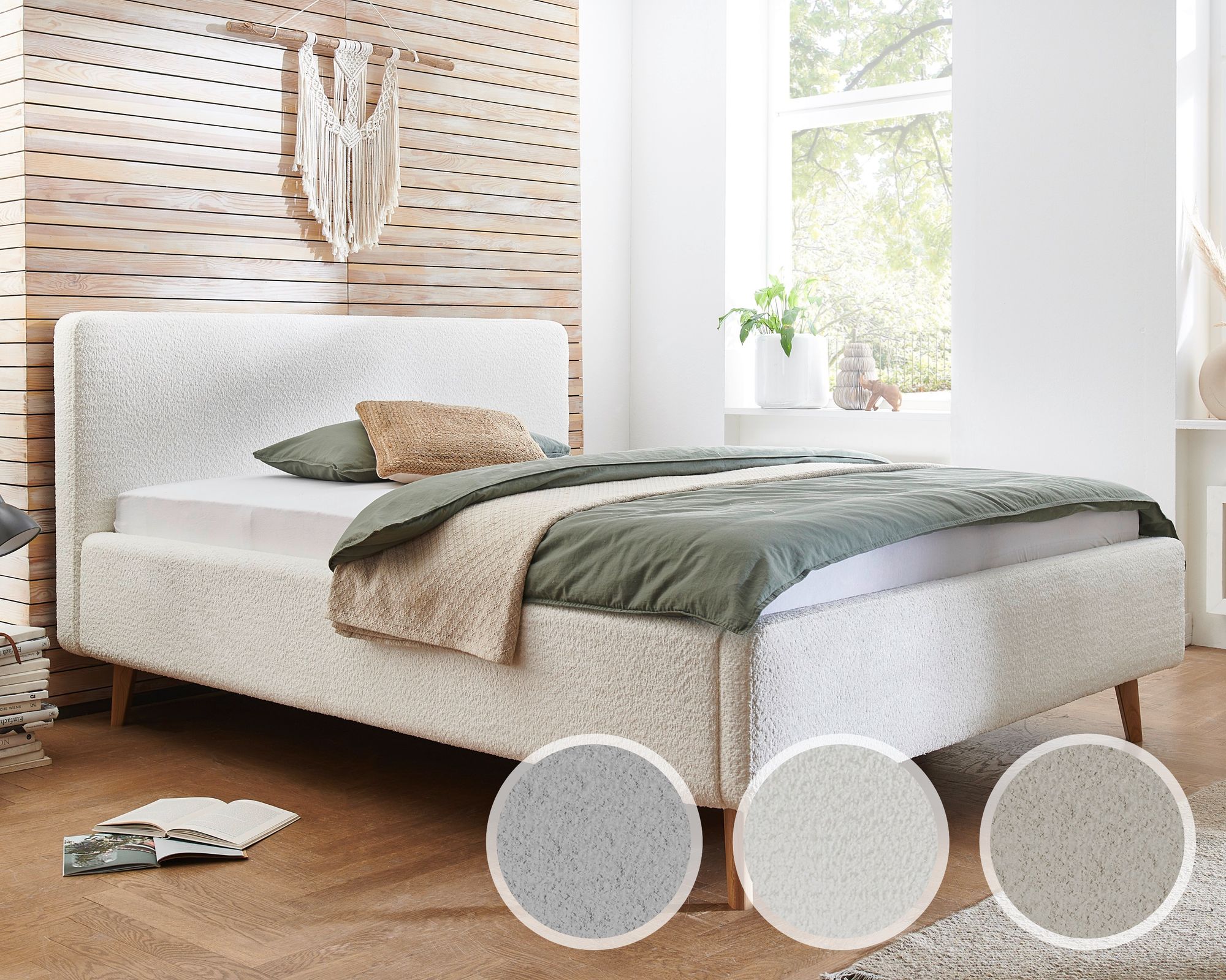 meise.möbel »Mattis« Polsterbett Teddy mit Bettkasten 180x200 cm / cremeweiß / mit Bettkasten