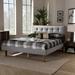 Latitude Run® Mid-Century Modern Light Grey Fabric Upholstered & Ash Walnut Finished Wood King Size Platform Bed Wood | Wayfair