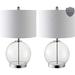 Latitude Run® Glass Table Lamp Glass/Fabric in White | 22.5 H x 14 W x 14 D in | Wayfair AF3A69CD4C24403E95F58AF8DD4054DF