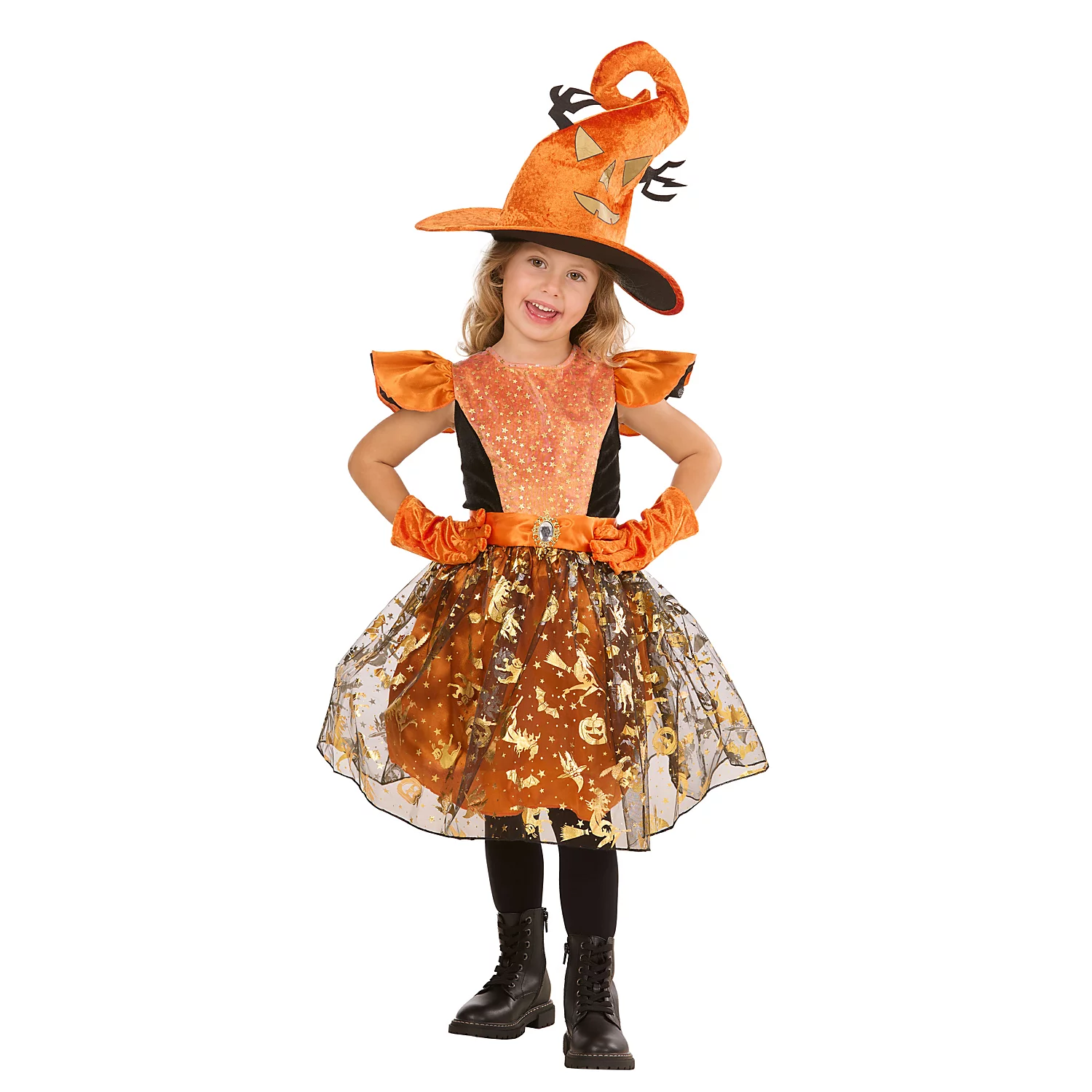 Kinder-Kleid Hexe, orange/schwarz Image