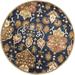 HomeRoots 3'x5' Navy Blue Hand Tufted Wool Traditional Floral Area Rug - 3' x 5' Oval