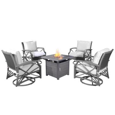 Lark Propane Fire Pit Table Set for Patio, Rattan Wicker (50,000 BTU)