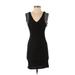 H&M Casual Dress - Bodycon Plunge Sleeveless: Black Print Dresses - Women's Size X-Small