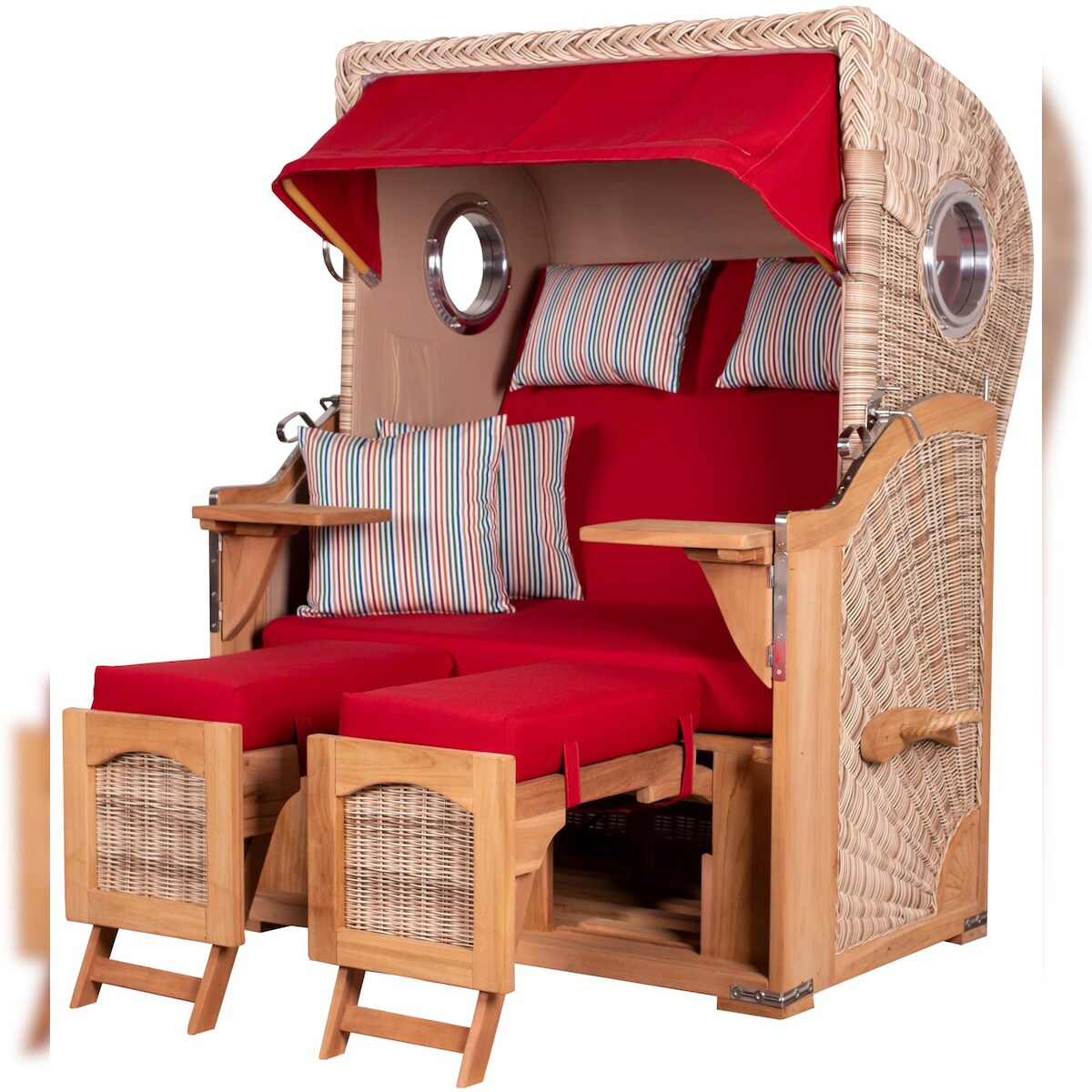 Mr. Deko Strandkorb Komplettset - bene living - Ammersee Teak - PE shell - Modell 585 - inkl. Liftersystem Image