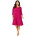 Plus Size Women's Three-Quarter Sleeve T-shirt Dress by Jessica London in Cherry Red (Size 22 W)