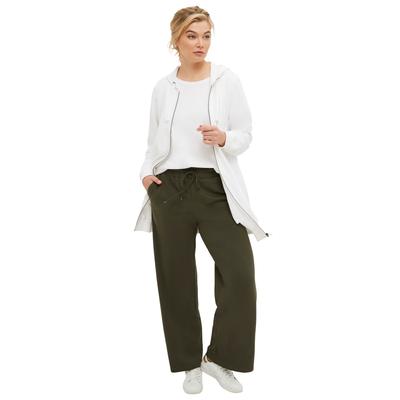 Plus Size Women's Wide Leg French Terry Sweatpant by ellos in Deep Olive (Size 22/24)