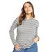 Plus Size Women's Long-Sleeve Crewneck One + Only Tee by June+Vie in White Black Stripes (Size 18/20)