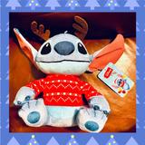 Disney Toys | $25 Bnwt Disney's Stitch Plush Red & White Xmas Sweater & Reindeer Antlers D9-10 | Color: Red/White | Size: As Stated In Description