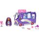 Barbie Extra Mini Minis, Extra Mini Minis Puppe mit Extra Sparkle Tour Bus Van, inkl Zubehör für Schminkstation und Show, Geschenk für Kinder, Spielzeug ab 3 Jahre,HKF84