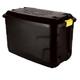 STORM TRADING GROUP Storage Container Boxes Black Trunks With Lids Heavy Duty Large Wheels Yellow Handles Great for Garden, Indoor & Outdoor (110 Litre (WITH WHEELS), 1 Storage Box)
