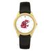 Gold Washington State Cougars Team Logo Leather Wristwatch