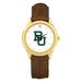 Unisex Gold/Brown Baylor Bears Team Logo Leather Wristwatch