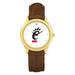 Unisex Gold/Brown Cincinnati Bearcats Team Logo Leather Wristwatch