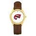 Unisex Gold/Brown Western Kentucky Hilltoppers Team Logo Leather Wristwatch