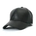 Casquette de baseball unisexe en cuir PU noir pour hommes et femmes chapeau de golf Snapback