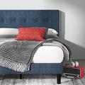 Zinus Omkaram Gepolstertertes Plattformbett mit Knopfdetails in Navy / Plattform-Betten/ Keine Boxspring erforderlich/Navy/ Schnelle, einfache Montage/ 140 x 190 cm