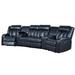 Max 5 Piece Power Recliner Sectional Sofa Set, Navy Blue Vegan Faux Leather