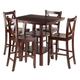 5-Pc High Table with V-Back Counter Stools, Walnut