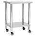 vidaXL Kitchen Work Table Hotel Prep Work Table with Wheels Stainless Steel