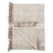 Uno 50 Inch Throw Blanket, Cotton and Linen, Woven Striped Design, Beige