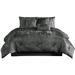 Jay 7 Piece Queen Comforter Set, Polyester Velvet Deluxe Texture, Gray