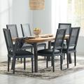 NFusion Benway Fabric & Wood 7 Piece Dining Set Wood/Upholstered/Metal in Brown | 29.5 H x 32.25 W x 69 D in | Wayfair W8156139