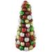 Northlight Seasonal 15.75" 3-Finish Shatterproof Ball Christmas Tree w/ Tinsel, Glass in Red/Green/Yellow | 15.75 H x 7.25 W x 7.25 D in | Wayfair