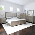 Roundhill Furniture Ennesley Gray Bedroom Set w/ Upholstered Panel Queen Bed, Dresser, Mirror, 2 Nightstand, & Chest Upholstered | Wayfair