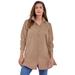 Plus Size Women's Kate Tunic Big Shirt by Roaman's in Brown Sugar (Size 44 W) Button Down Tunic Shirt