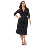 Plus Size Women's A-Line Lace Dress by Jessica London in Black (Size 30 W) V-Neck 3/4 Sleeves