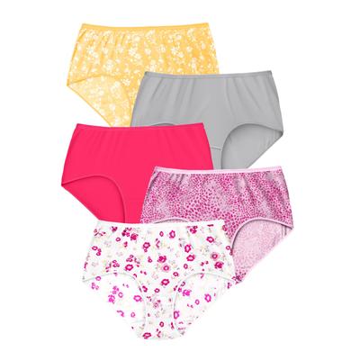 Plus Size Women's Cotton Brief 5-Pack by Comfort Choice in Floral Print Pack (Size 11) Underwear