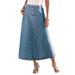 Plus Size Women's Complete Cotton A-Line Kate Skirt by Roaman's in Light Stonewash (Size 32 W) 100% Cotton Long Length