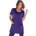 Plus Size Women's Two-Pocket Soft Knit Tunic by Roaman's in Midnight Violet (Size S) Long T-Shirt