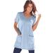 Plus Size Women's Two-Pocket Soft Knit Tunic by Roaman's in Pale Blue (Size 4X) Long T-Shirt