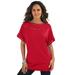 Plus Size Women's Ladder Stitch Tee by Roaman's in Vivid Red (Size 5X) Shirt