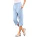 Plus Size Women's Soft Knit Capri Pant by Roaman's in Pale Blue (Size 6X)