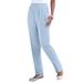 Plus Size Women's Straight-Leg Soft Knit Pant by Roaman's in Pale Blue (Size 4X) Pull On Elastic Waist