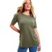 Plus Size Women's Short-Sleeve Crewneck One + Only Tee by June+Vie in Dark Olive Green (Size 10/12)