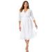 Plus Size Women's A-Line Lace Dress by Jessica London in White (Size 22 W) V-Neck 3/4 Sleeves