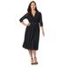 Plus Size Women's Stretch Lace A-Line Dress by Jessica London in Black (Size 24 W) V-Neck 3/4 Sleeves