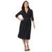 Plus Size Women's Stretch Lace A-Line Dress by Jessica London in Black (Size 22 W) V-Neck 3/4 Sleeves