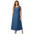 Plus Size Women's Denim Maxi Dress by Jessica London in Medium Stonewash (Size 12)