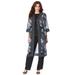 Plus Size Women's Three-Piece Duster & Pant Suit by Roaman's in Black Paisley Garden (Size 16 W) Formal Sheer Duster Pull On Wide Leg