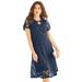 Plus Size Women's Keyhole Lace Dress by Roaman's in Navy (Size 16 W)