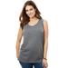 Plus Size Women's Perfect Scoopneck Tank by Woman Within in Medium Heather Grey (Size M) Top