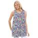 Plus Size Women's Perfect Printed Sleeveless Shirred V-Neck Tunic by Woman Within in Heather Grey Field Floral (Size 42/44)