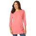 Plus Size Women's Perfect Three-Quarter Sleeve Crewneck Tee by Woman Within in Sweet Coral (Size L)