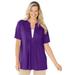 Plus Size Women's 7-Day Layer-Look Elbow-Sleeve Tee by Woman Within in Radiant Purple (Size 14/16) Shirt